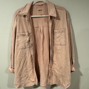 Aerie Tan Button Down Shirt with Lightweight Fabric and Casual Style